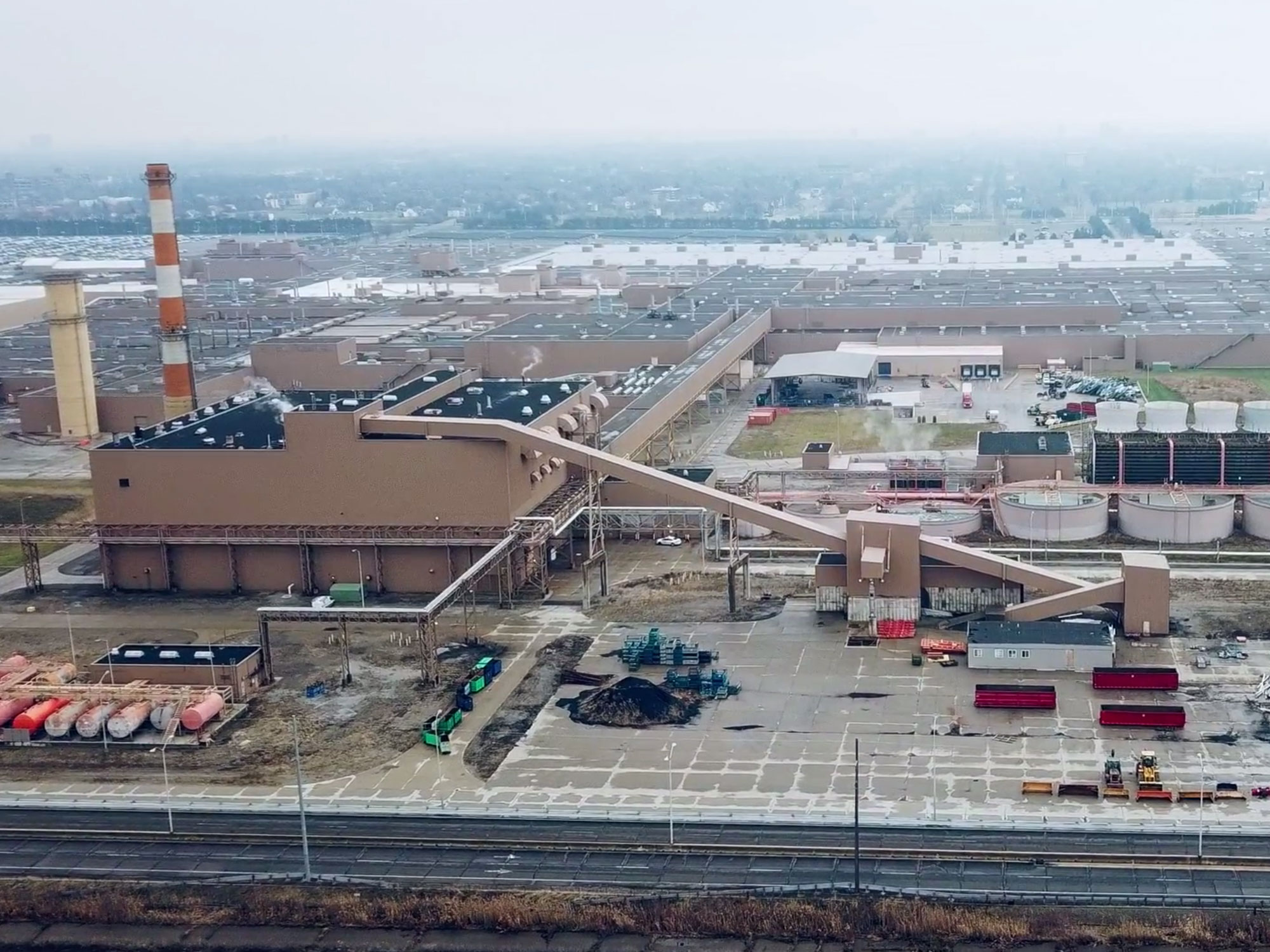 Aerial view of factory